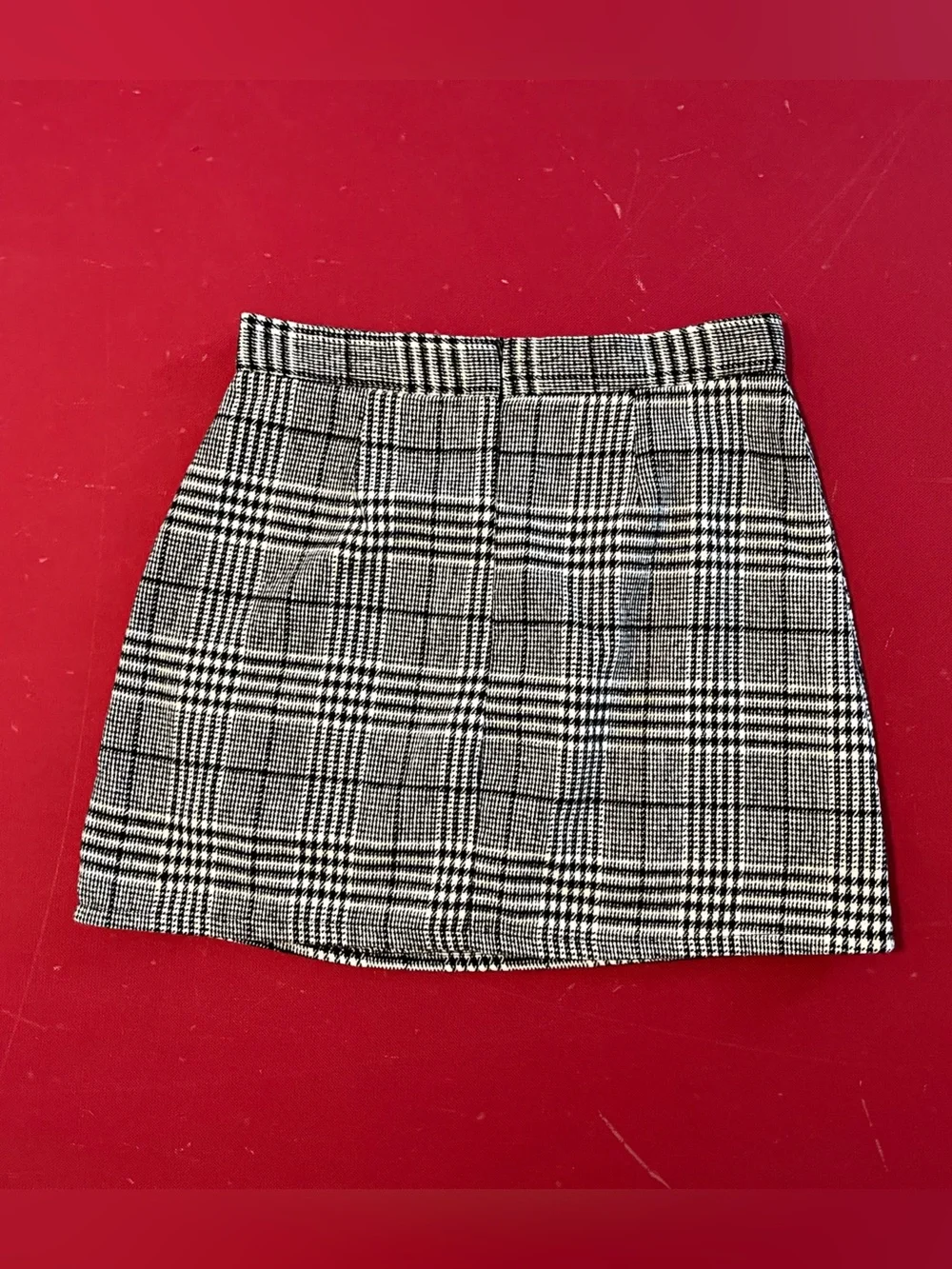 Black & White Plaid Mini Skirt